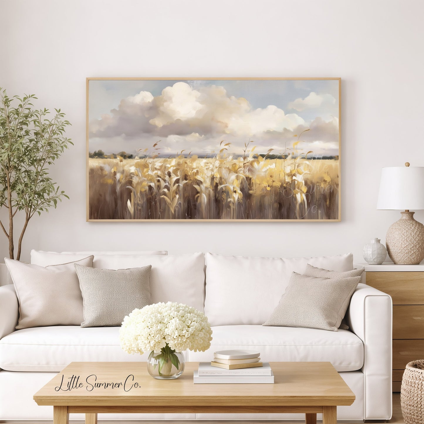 Golden Wheat Field Frame TV Art displayed on a TV