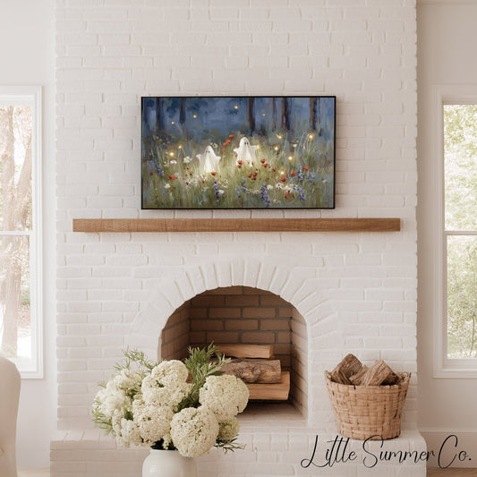 Ghosts Flower Field Frame TV Art displayed on a TV