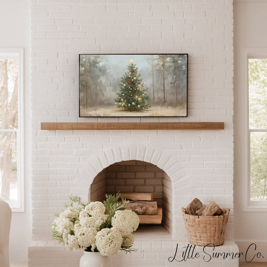 Forest Christmas Tree Frame TV Art displayed on a TV