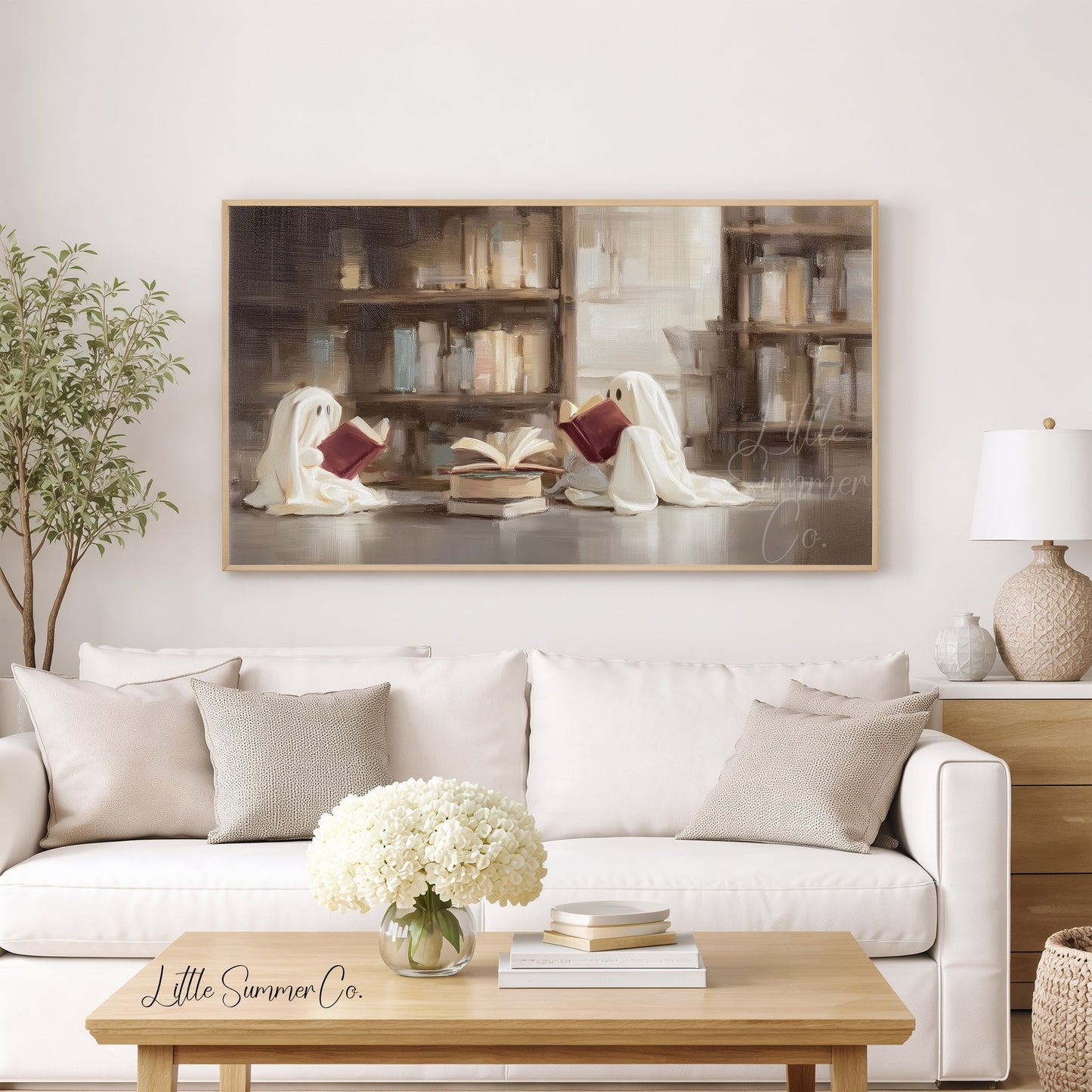 Reading Ghosts Frame TV Art displayed on a TV