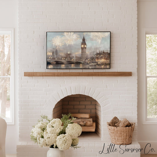 London New Year Fireworks Frame TV Art displayed on a TV