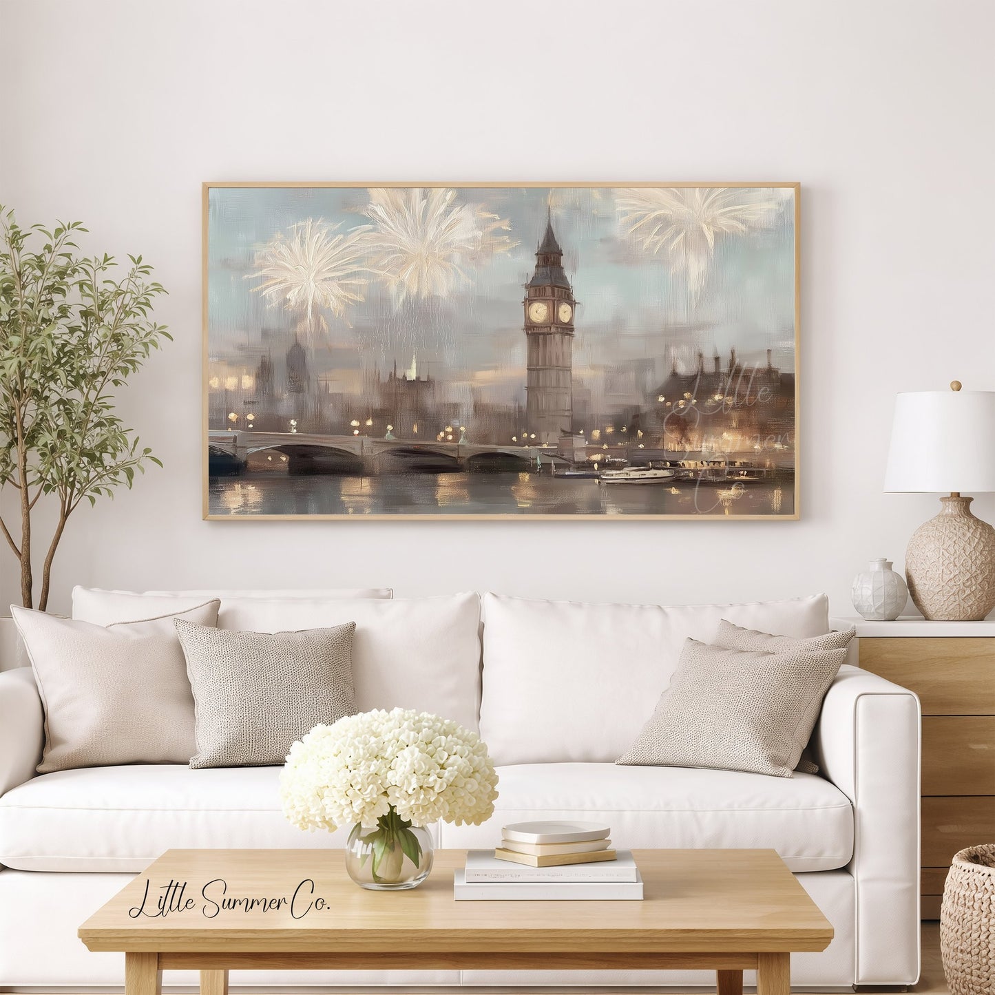 London New Year Fireworks Frame TV Art displayed on a TV