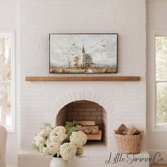Pumpkin House Bats Frame TV Art displayed on a TV