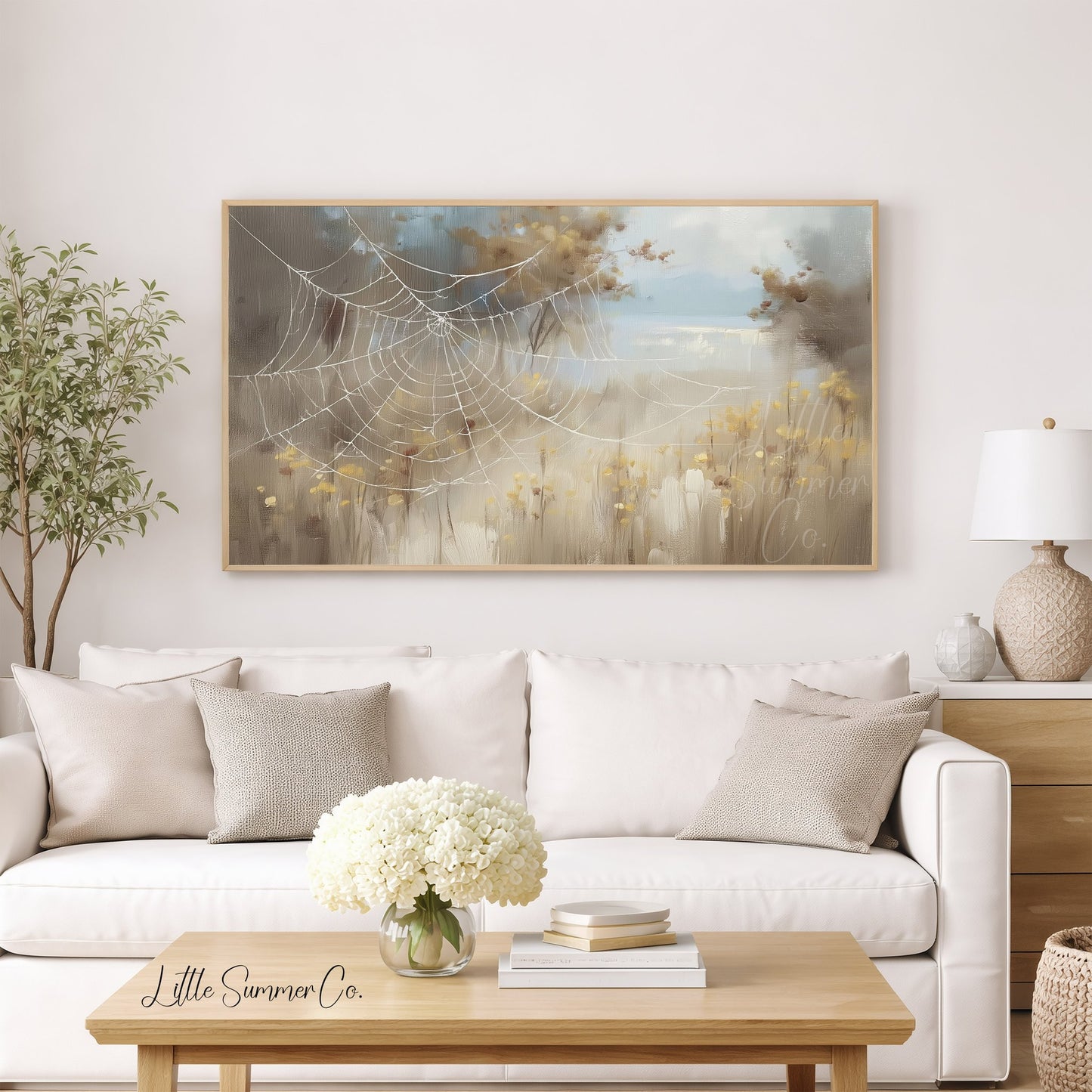 Spider Web Meadow Frame TV Art displayed on a TV