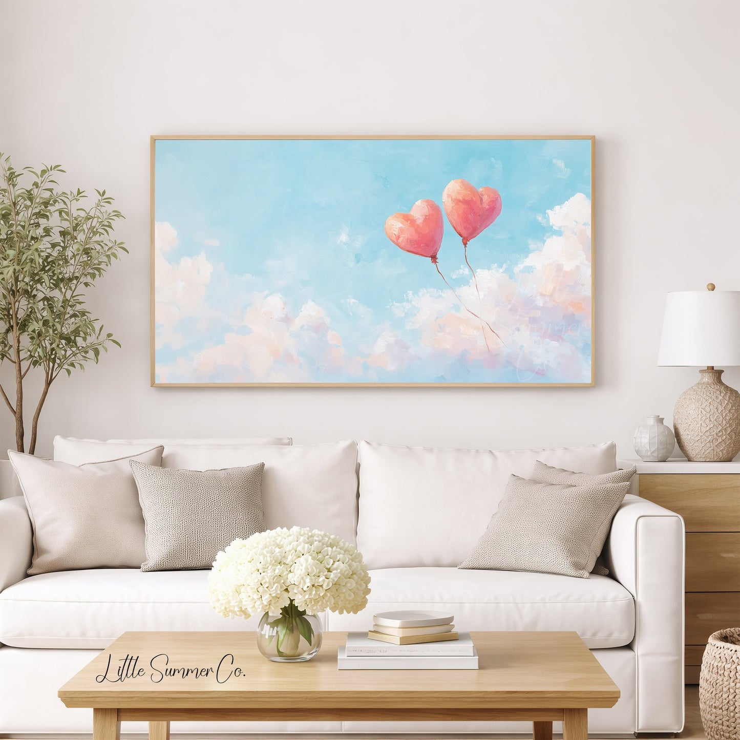 Heart Balloons Frame TV Art displayed on a TV