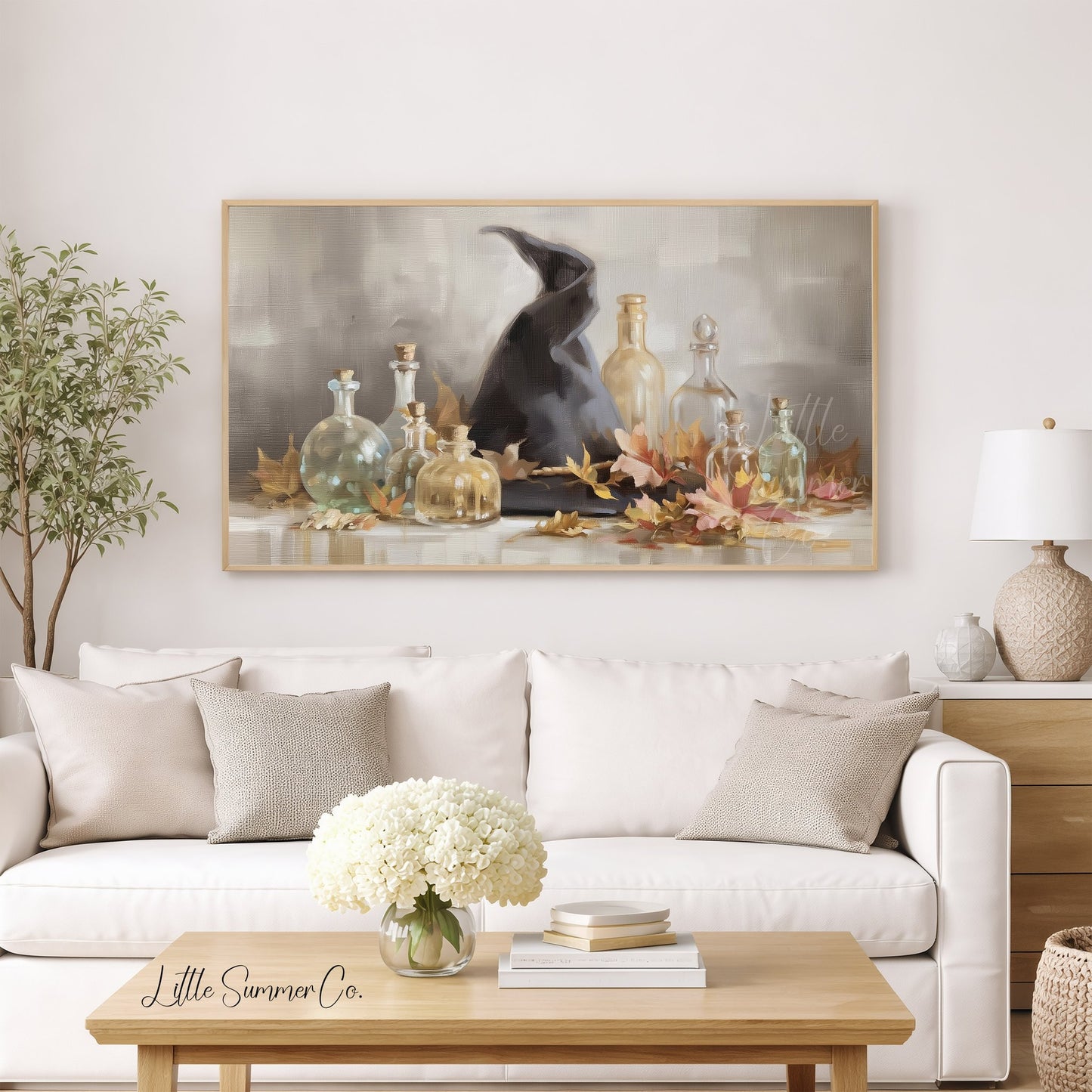 Witch Hat Bottles Frame TV Art displayed on a TV