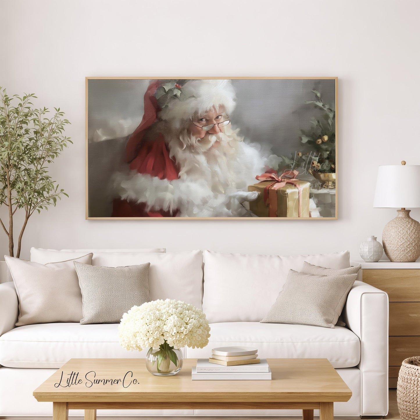 Santa Gift Box Frame TV Art displayed on a TV
