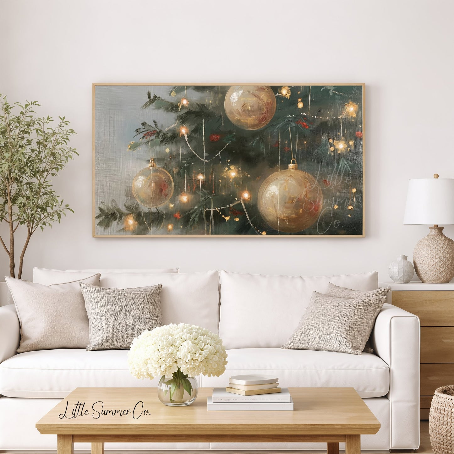 Christmas Ornaments Frame TV Art displayed on a TV