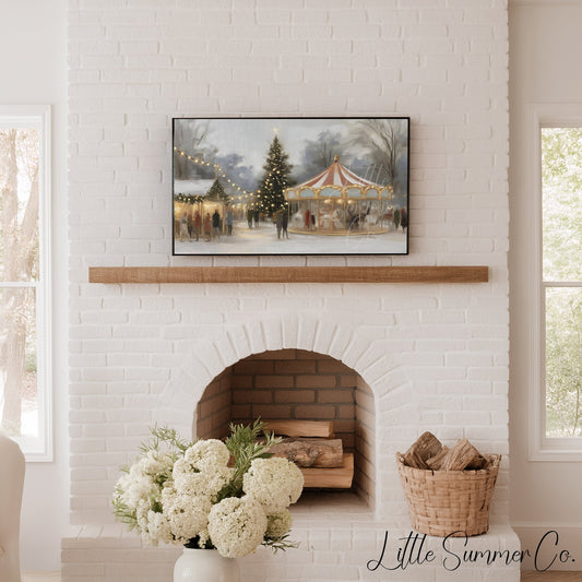 Christmas Carousel Tree Frame TV Art displayed on a TV