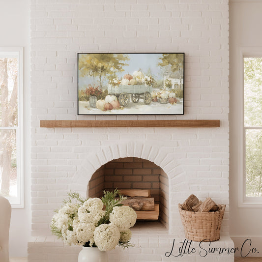 Pumpkin Wagon Frame TV Art displayed on a TV