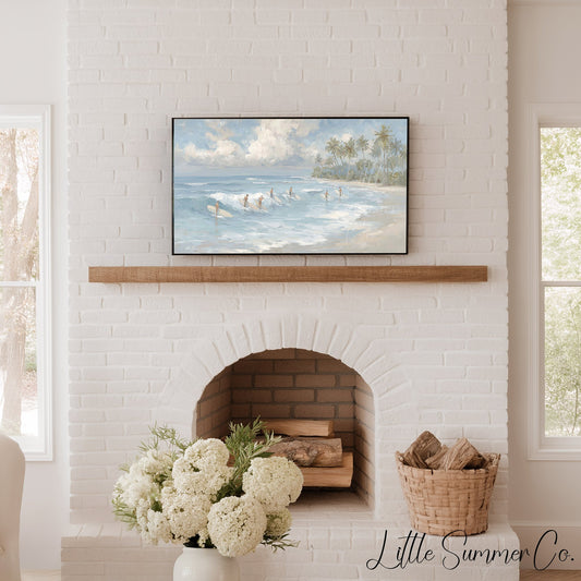 Beach Surfers Frame TV Art displayed on a TV