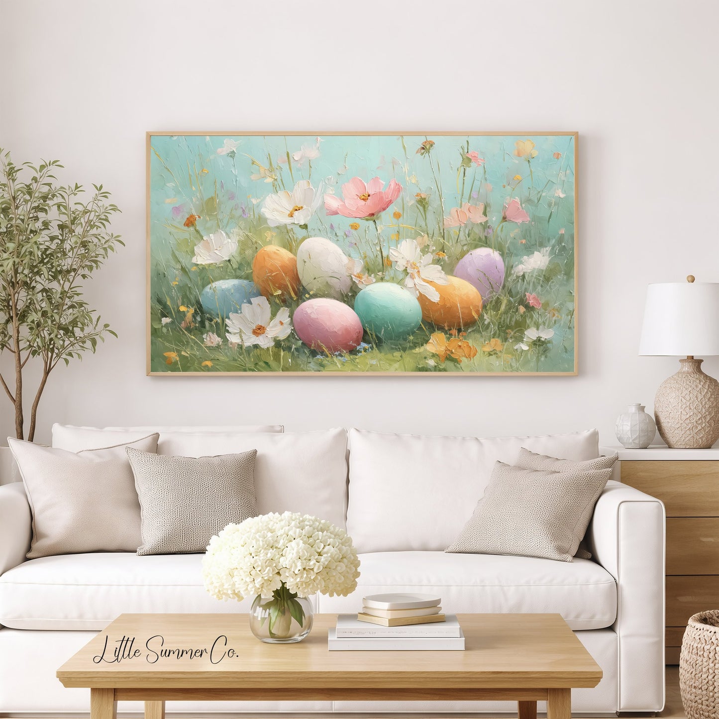 Easter Eggs Wildflower Meadow Frame TV Art displayed on a TV