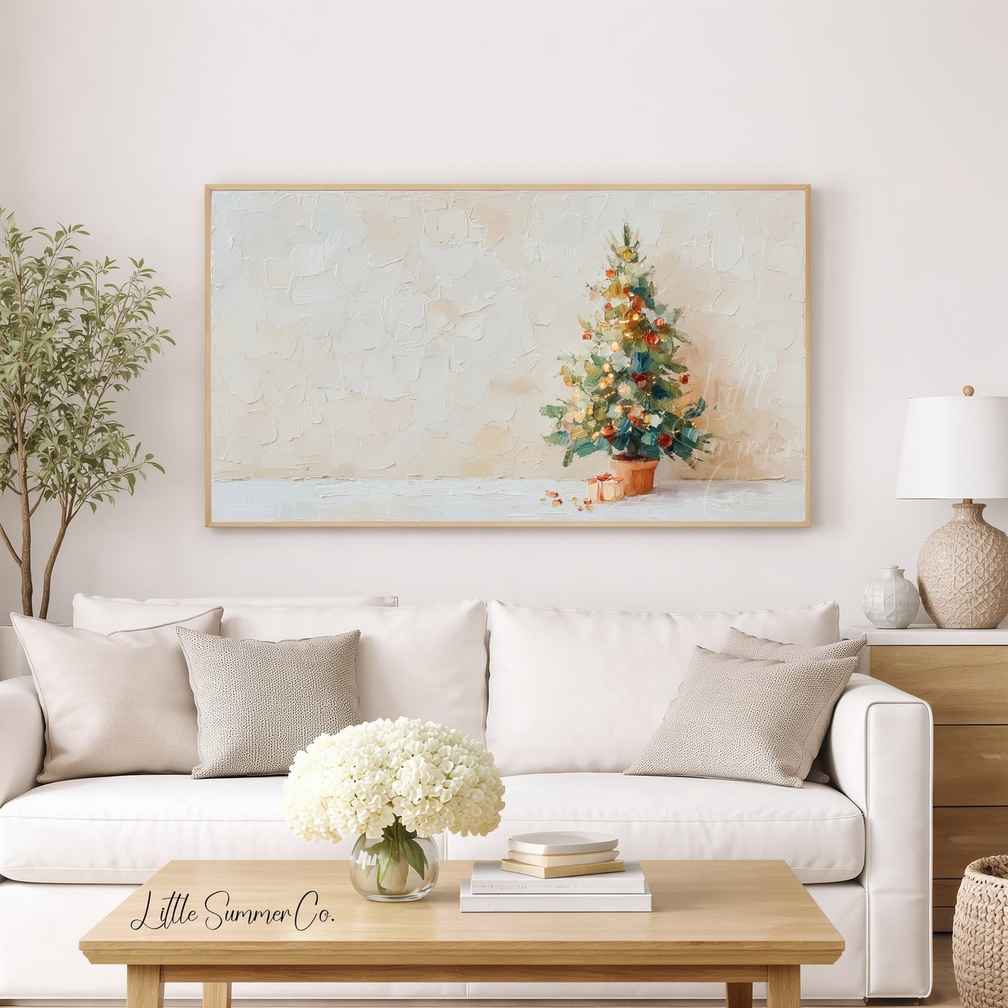 Potted Christmas Tree Frame TV Art displayed on a TV