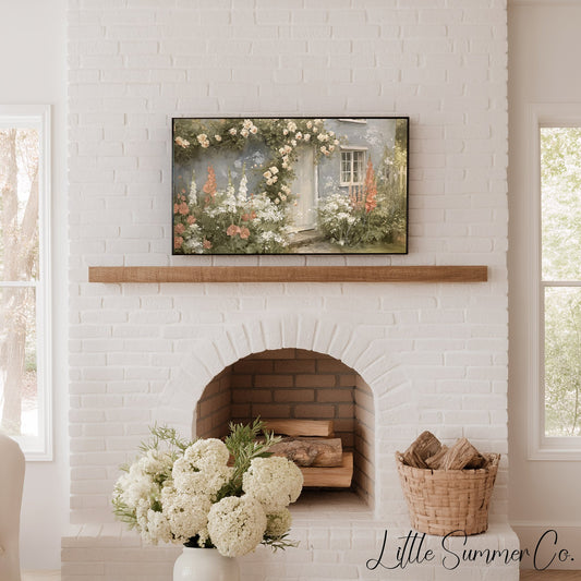 Cottage Garden Roses Frame TV Art displayed on a TV