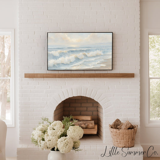 Soft Beach Waves Frame TV Art displayed on a TV