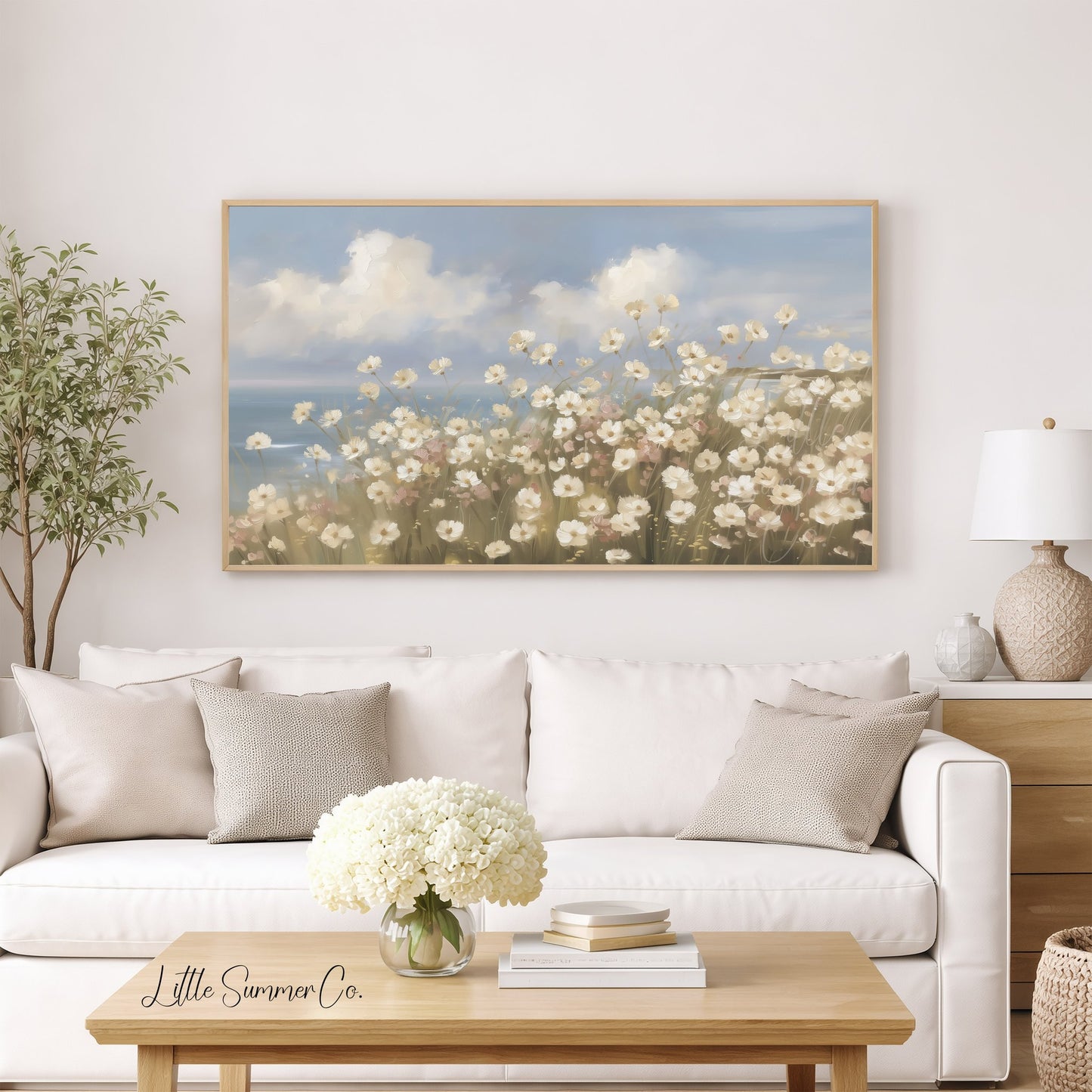 Coastal Wildflower Meadow Frame TV Art displayed on a TV