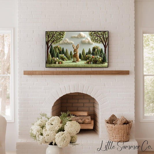 Easter Bunny Forest Frame TV Art displayed on a TV