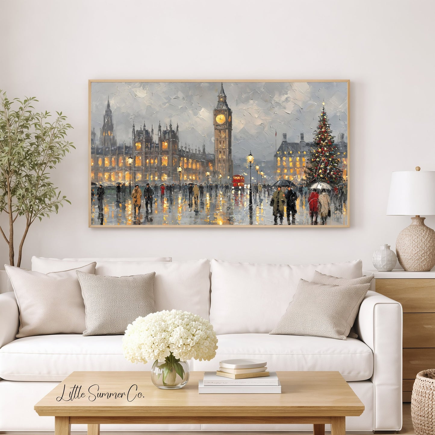 Big Ben Christmas Tree Frame TV Art displayed on a TV