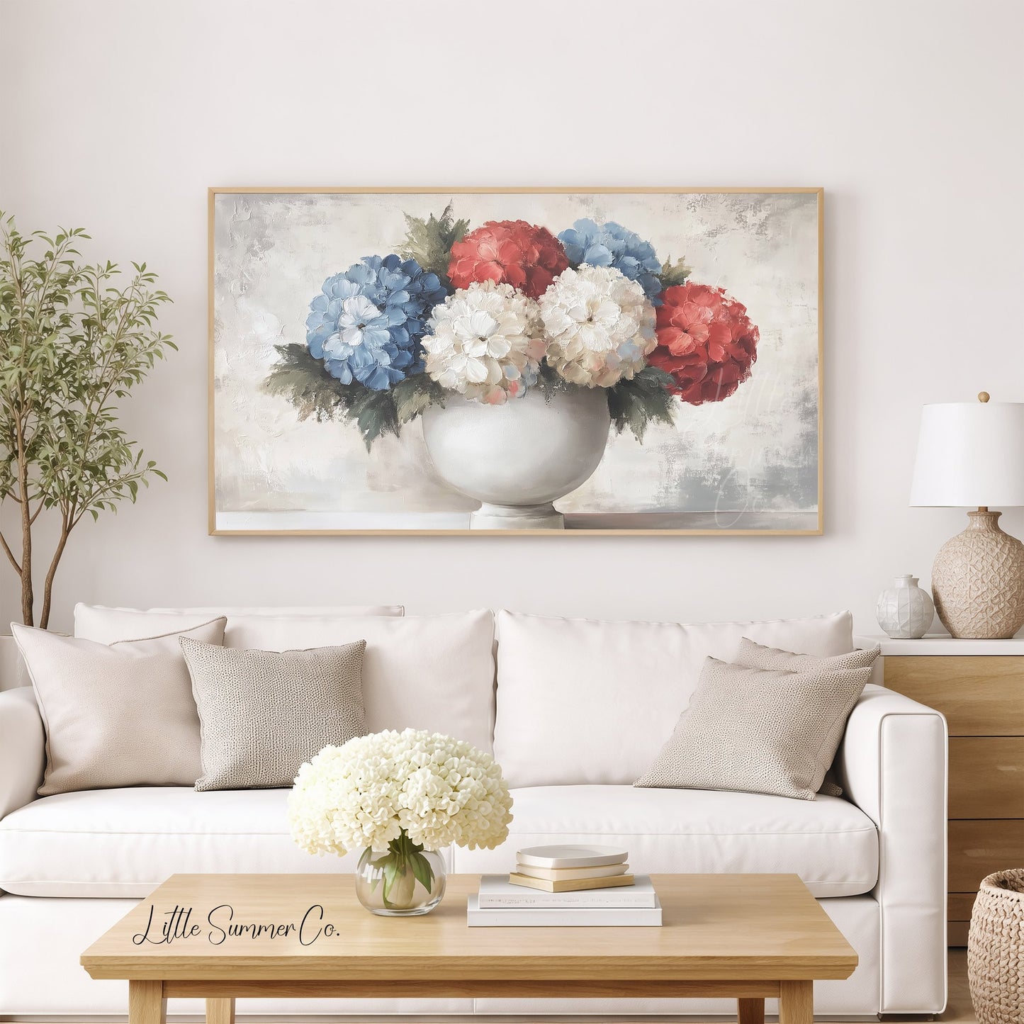 Hydrangea Bouquet Vase Frame TV Art displayed on a TV