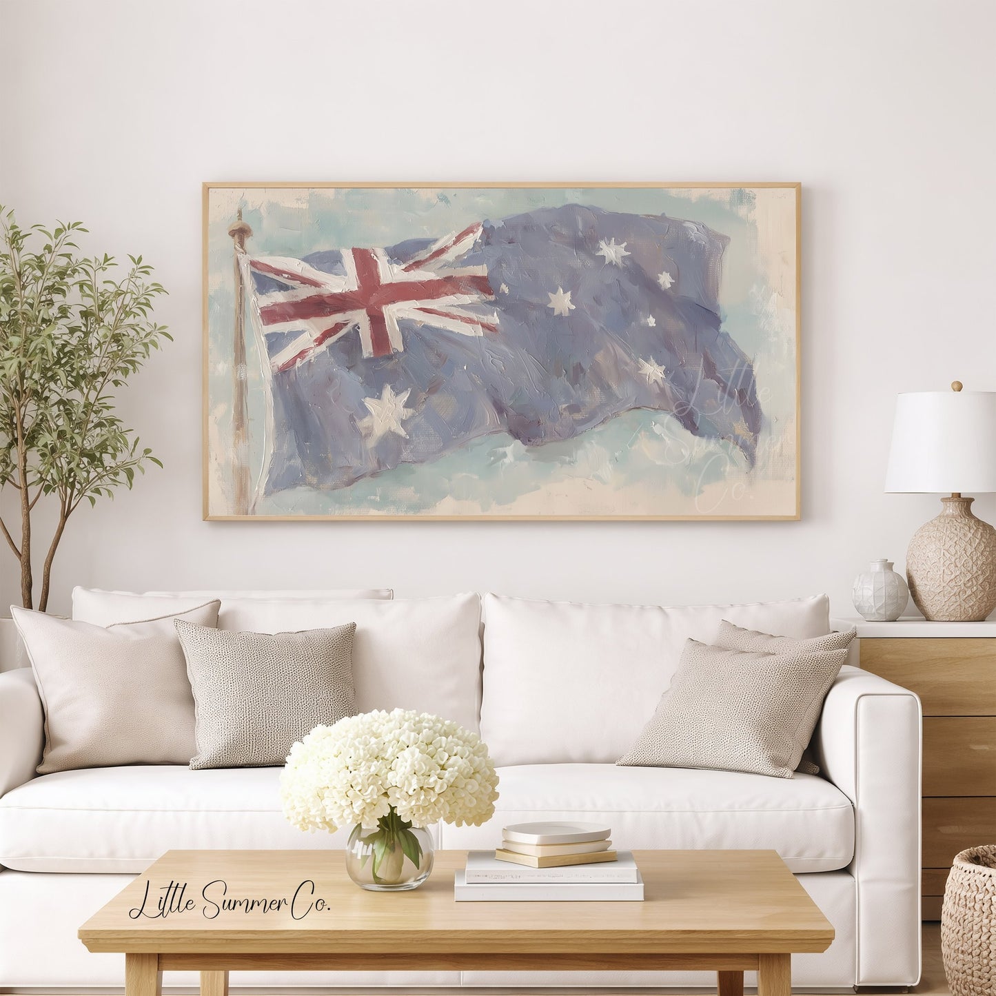 Waving Australian Flag Frame TV Art displayed on a TV