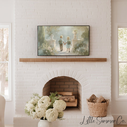 Children Holding Hands Frame TV Art displayed on a TV