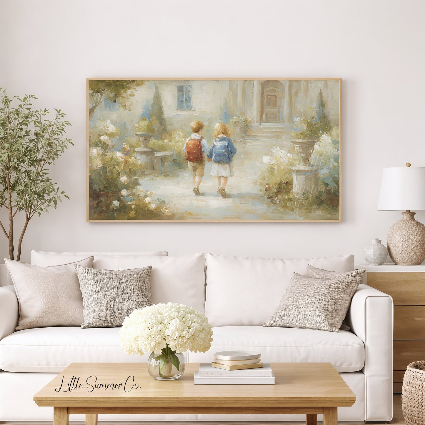 Children on Garden Path Frame TV Art displayed on a TV