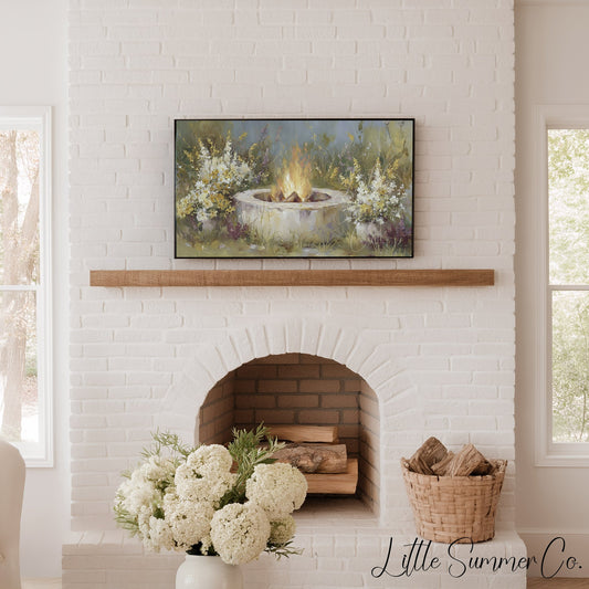 Garden Fire Pit Frame TV Art displayed on a TV