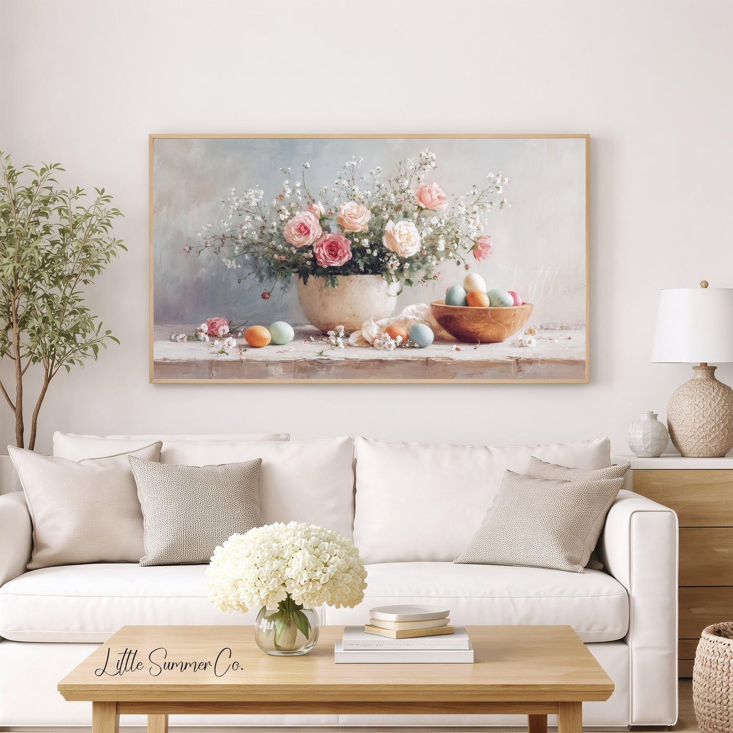 Easter Florals Frame TV Art displayed on a TV