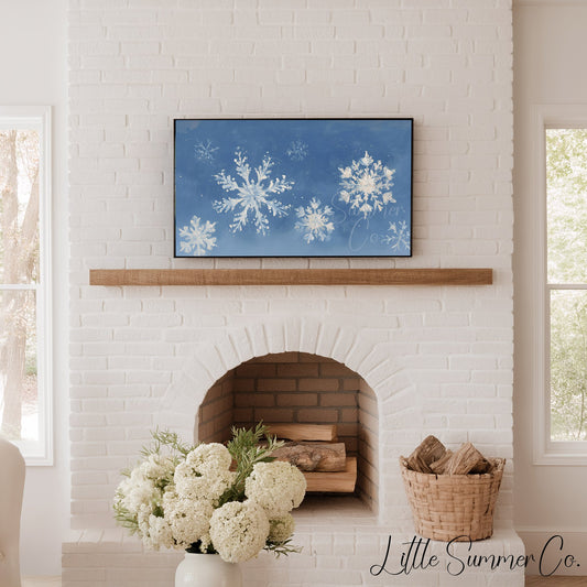 Snowflake Pattern Frame TV Art displayed on a TV