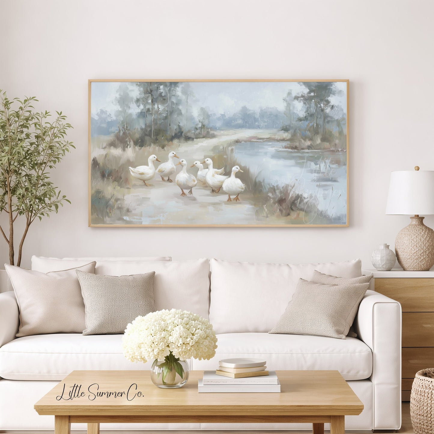 Pond Ducks Frame TV Art displayed on a TV