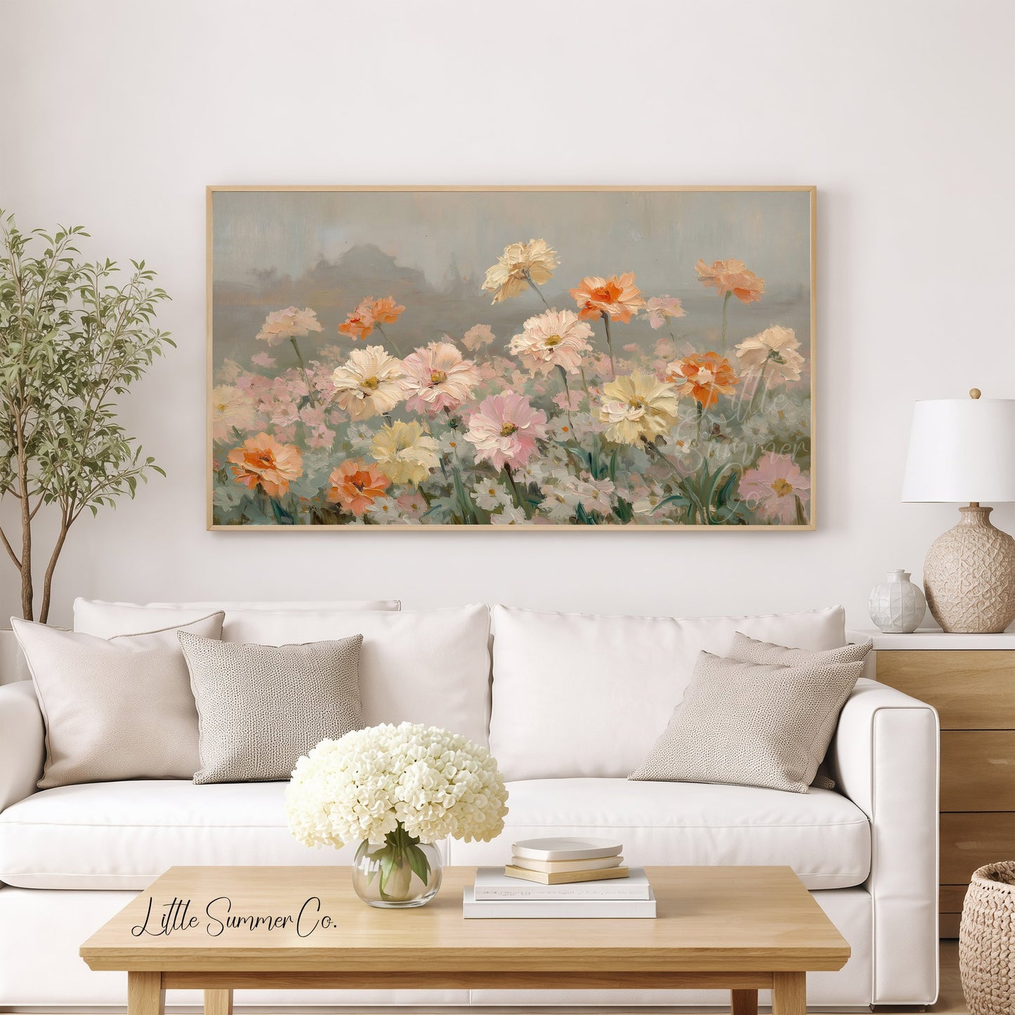 Meadow Garden Flowers Frame TV Art displayed on a TV