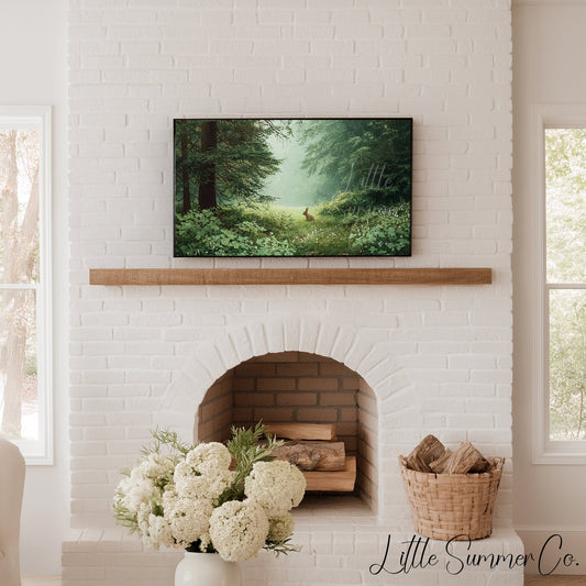 Woodland Rabbit Frame TV Art displayed on a TV