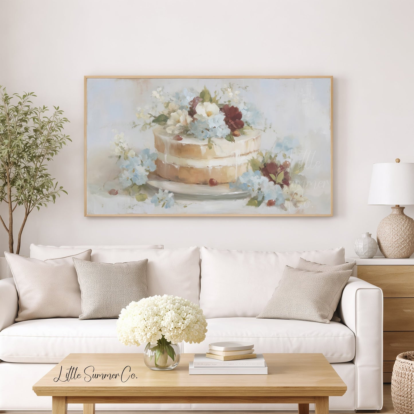 Floral Celebration Cake Frame TV Art displayed on a TV