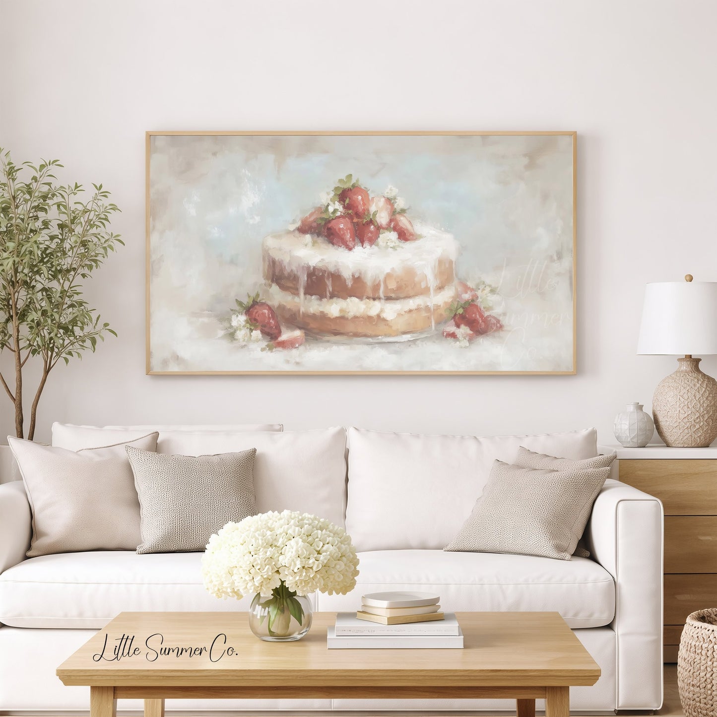 Strawberry Cake Frame TV Art displayed on a TV