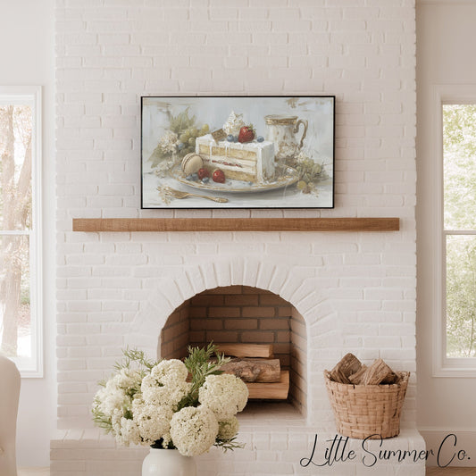Berry Cake Slice Frame TV Art displayed on a TV