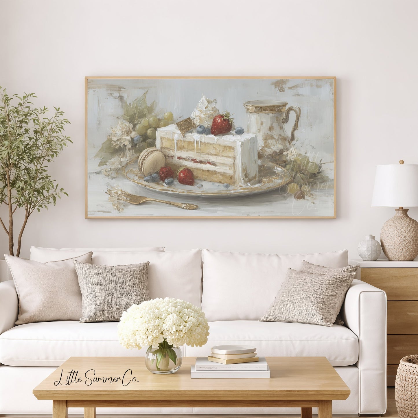 Berry Cake Slice Frame TV Art displayed on a TV