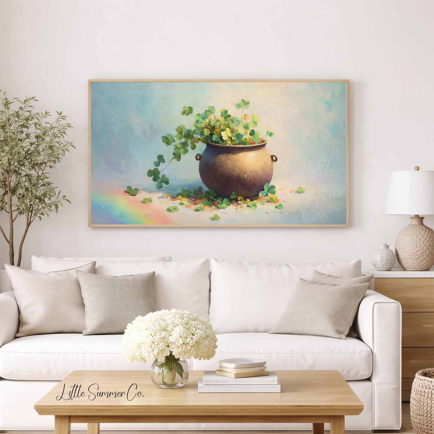 Clover Pot Frame TV Art displayed on a TV