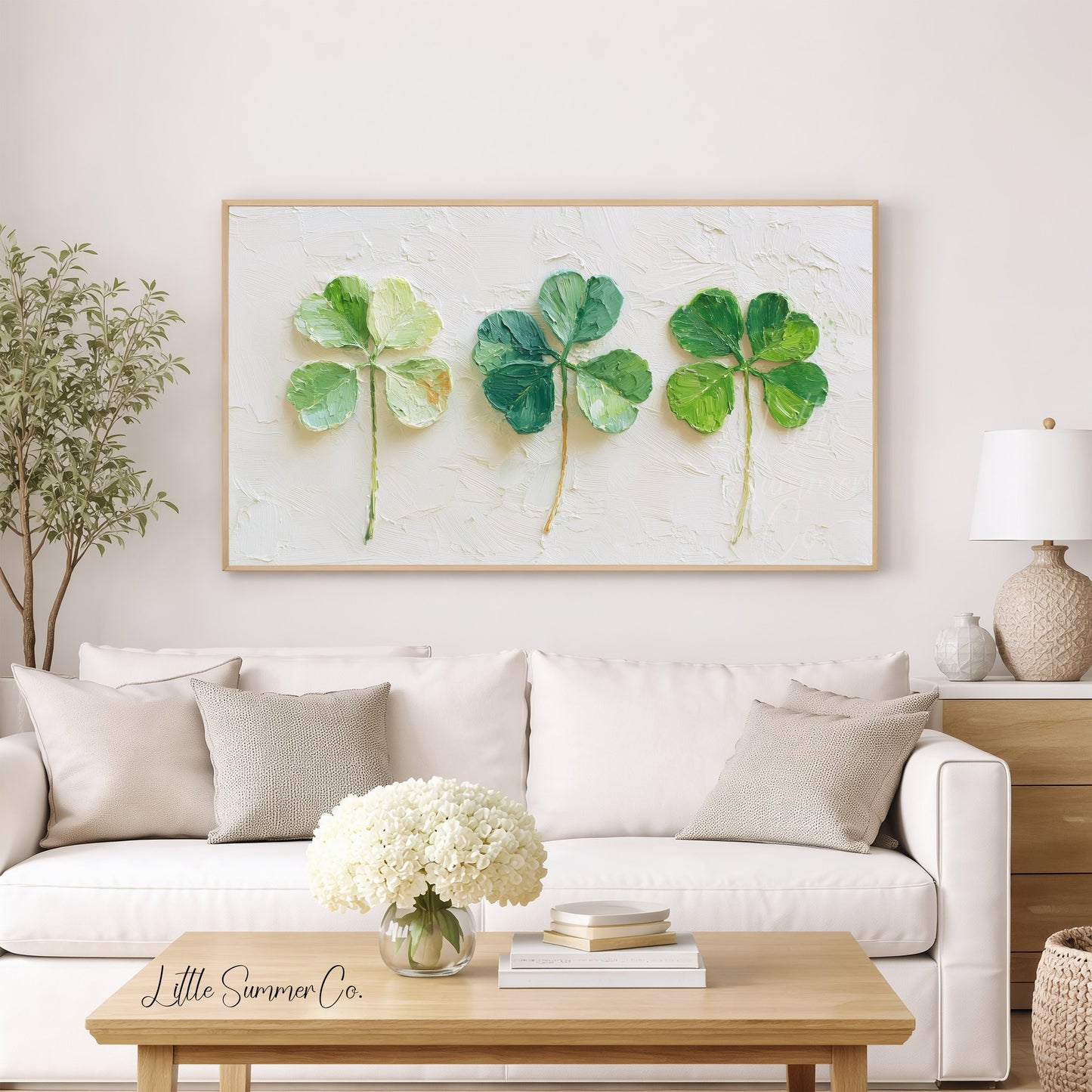 Three Shamrocks Frame TV Art displayed on a TV