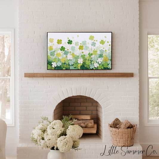 Clover Flower Meadow Frame TV Art displayed on a TV