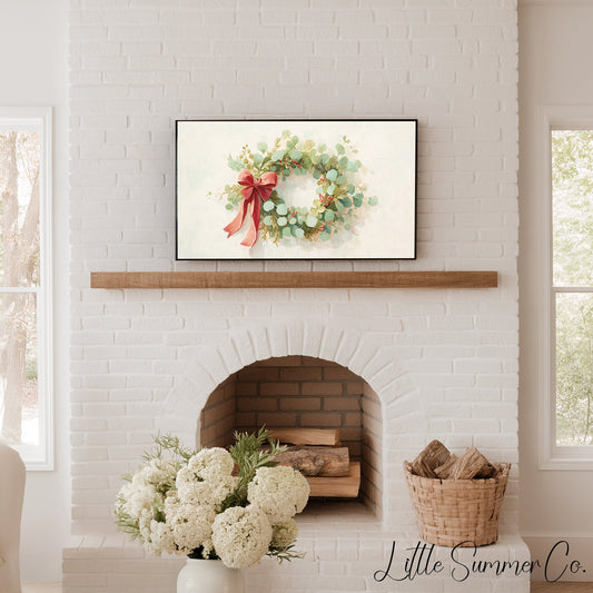 Holiday Wreath Frame TV Art displayed on a TV