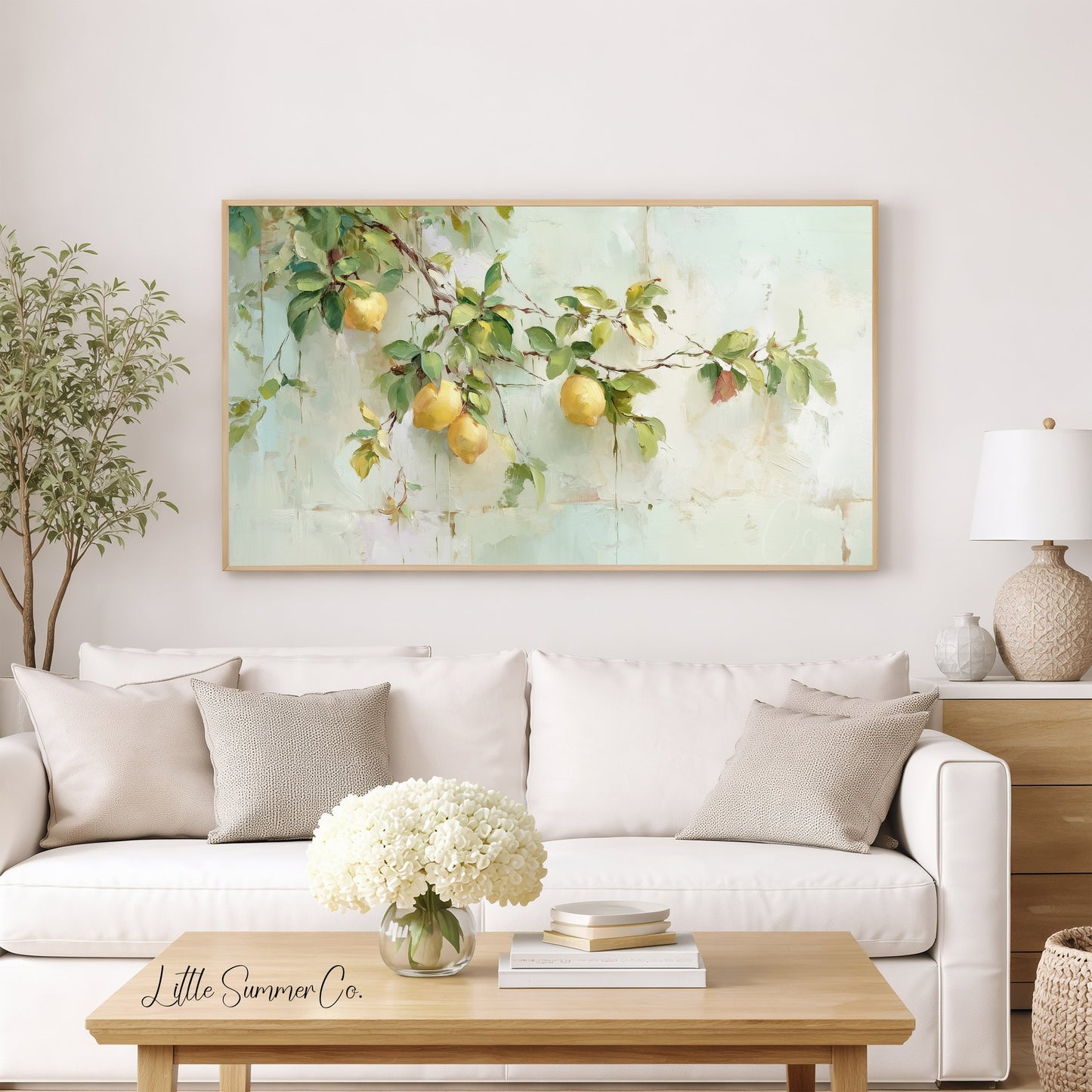 Lemon Branches Frame TV Art displayed on a TV