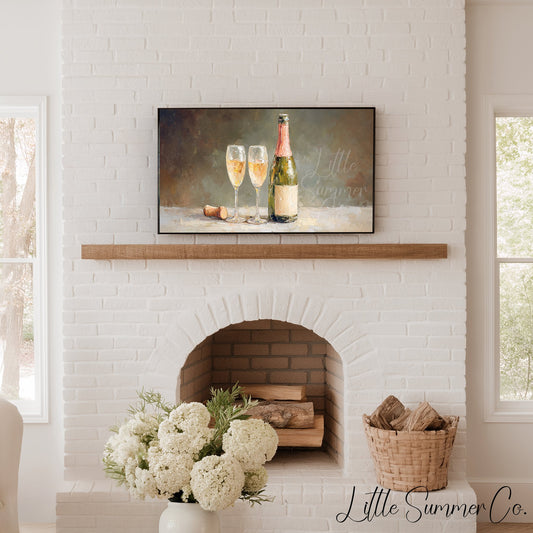 Champagne Toast Frame TV Art displayed on a TV
