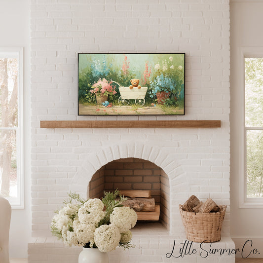 Teddy Bear Wagon Frame TV Art displayed on a TV