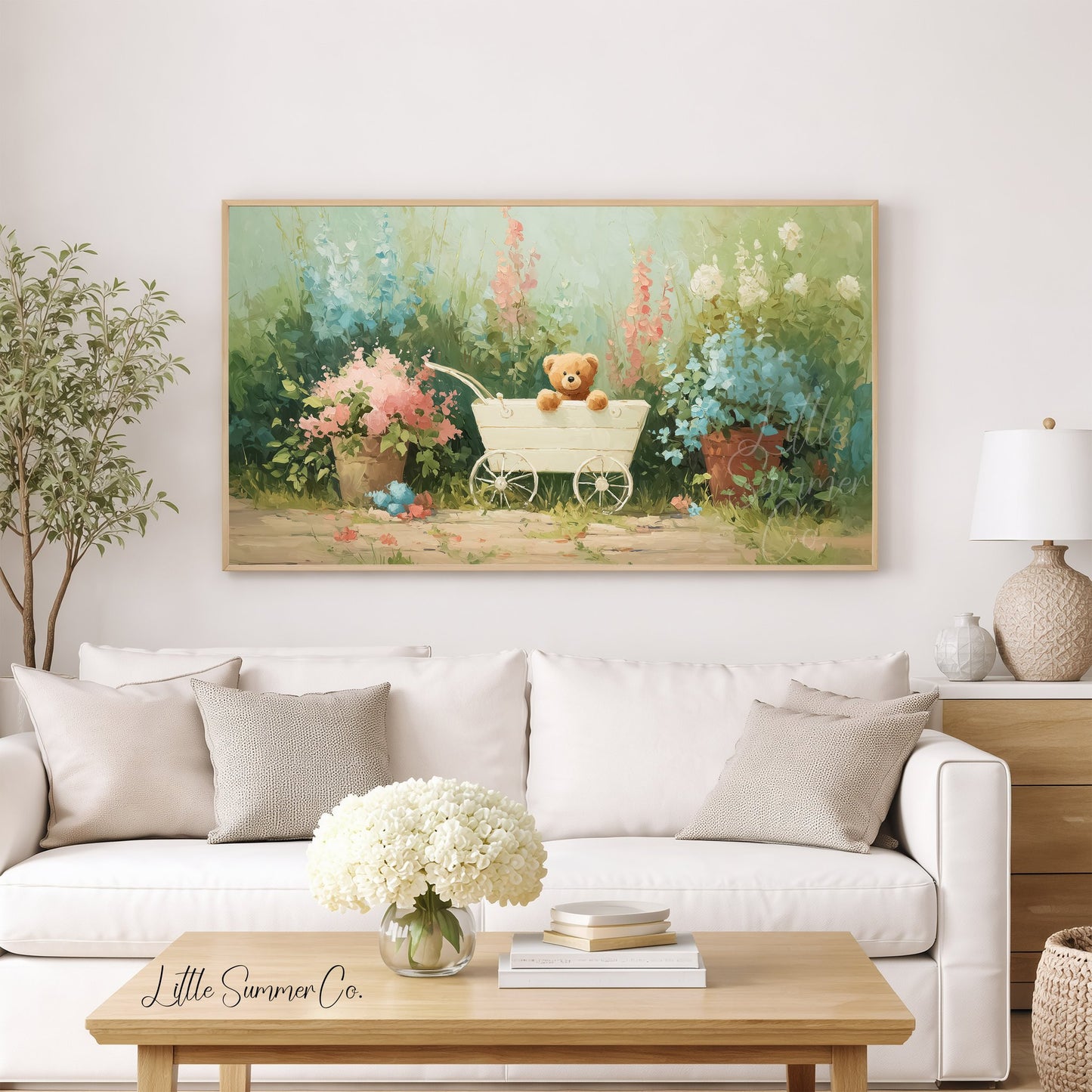 Teddy Bear Wagon Frame TV Art displayed on a TV