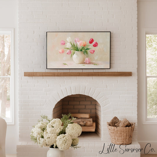Tulip Bouquet Frame TV Art displayed on a TV