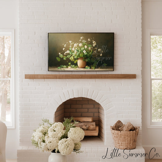 White Clover Bouquet in Vase Frame TV Art displayed on a TV