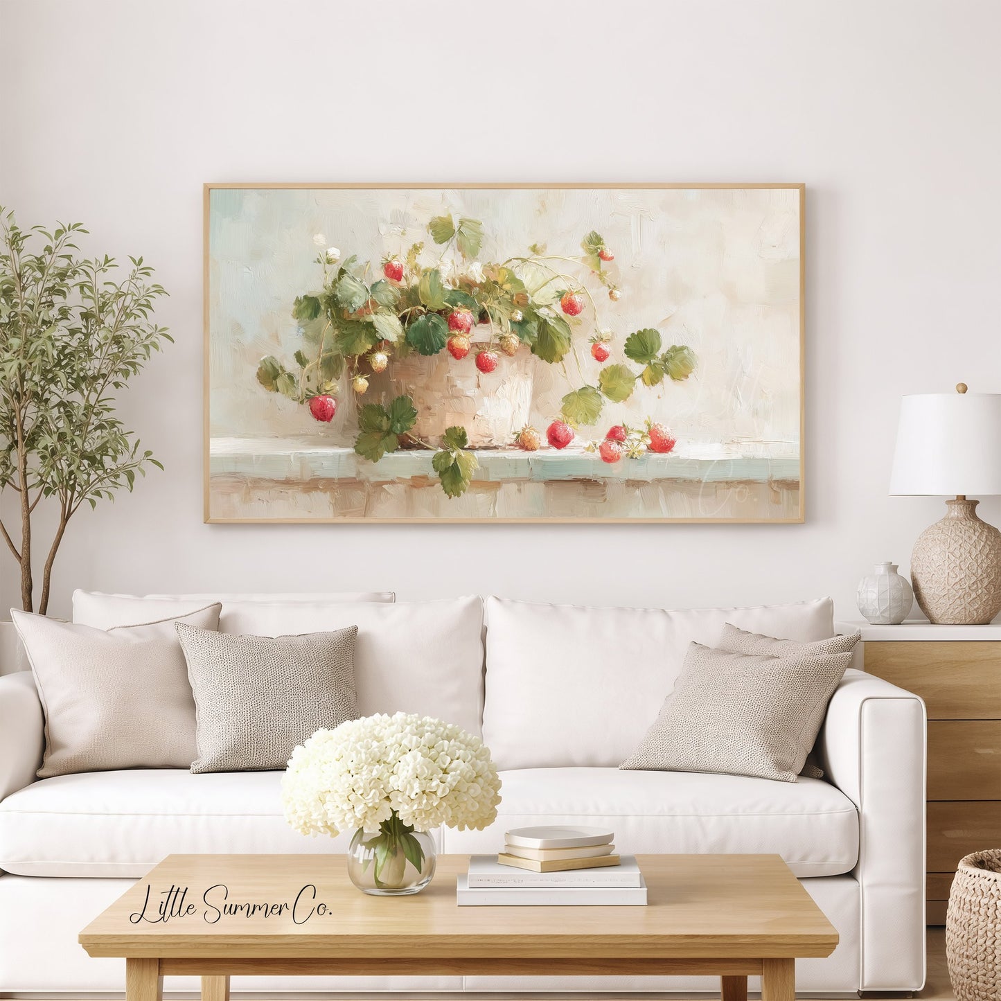 Strawberry Plant Frame TV Art displayed on a TV