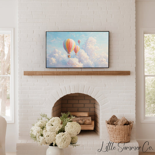 Rainbow Hot Air Balloons Frame TV Art displayed on a TV