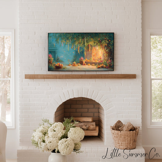 Diwali Garden Offering Frame TV Art displayed on a TV
