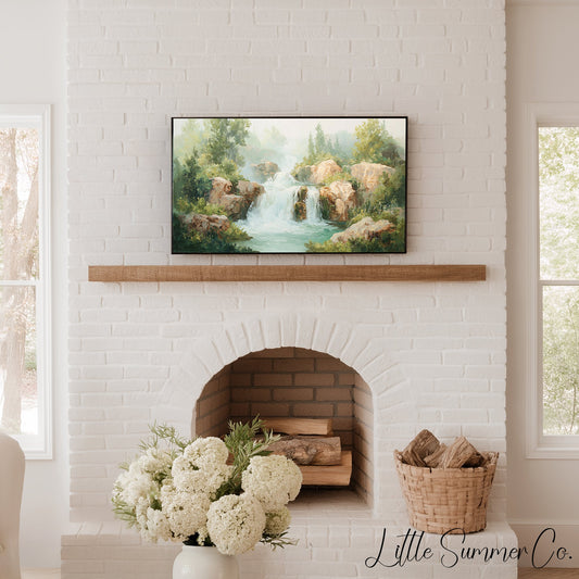 Misty Waterfall Frame TV Art displayed on a TV